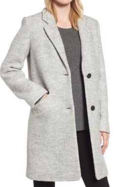 Andrew Marc Jacket New York Women’s Light Gray Single-Breasted Wool Blend